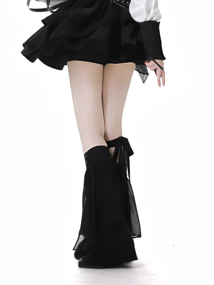 Black Leg Warmers With Tulle