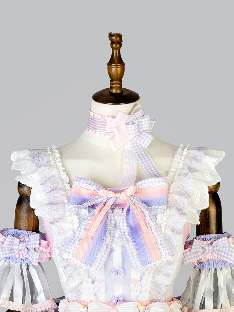 Pattern Choker Plaid Bowknot and Stripes