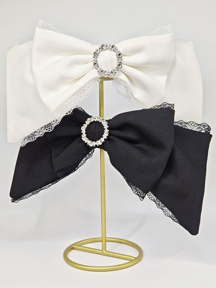 Jirai Spitze verziert Trim Brosche Strass Kei weiß/rot Bowknot