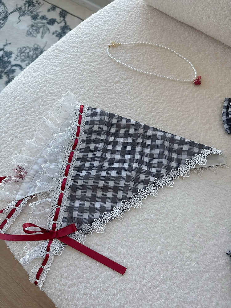 Pink / Red / Black / Blue / Purple Gingham Triangle Scarf