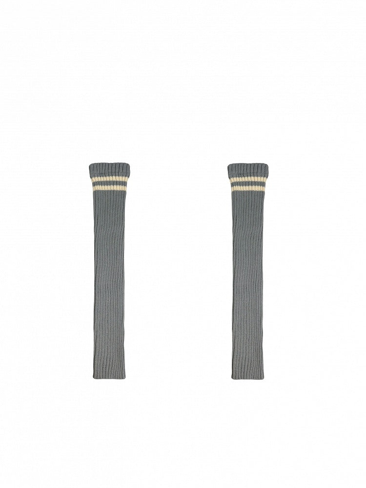 Apricot Overknee Striped Pattern Knitted Leg Warmers