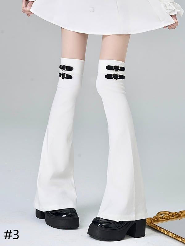 Jirai Kei Punk-Overknee-Beinstulpen mit Herzschnalle