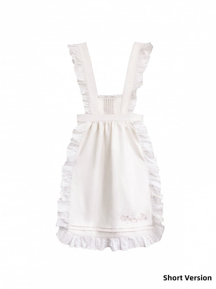 Floral Apron Version Short/Long Embroidery White