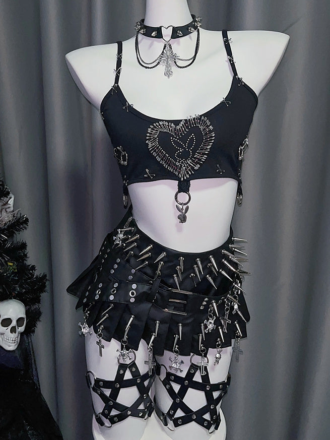 Mit schwarzem Punk-Mode-Gyaru-Schleife-Stern-Design PU-Gürtel Taillenbein