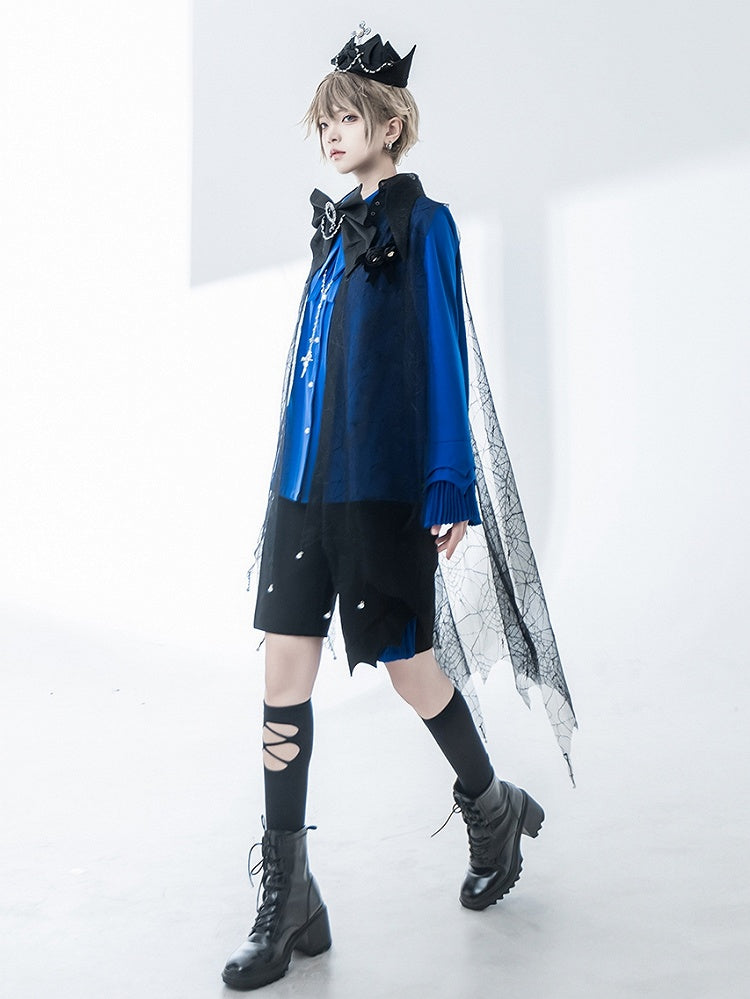 Lolita Straight-leg and Ouji Cuffs Shorts Blue Black Fashion