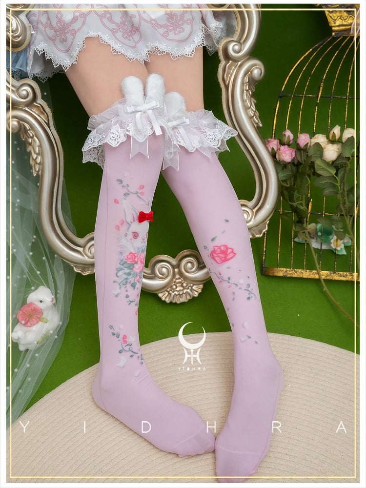Süße Lolita Overknee-Strümpfe mit Animal-Print
