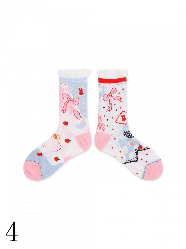 Cuff Options Colorful Lolita Sweet Socks Calf 4 Ruffled