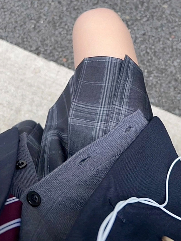Rock Muster Grau 42CM Dunkel JK Plissee Uniform Plaid
