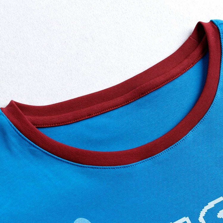 Daily Kawaii Blue Fitted Shoulder T-Shirt with Letter Print