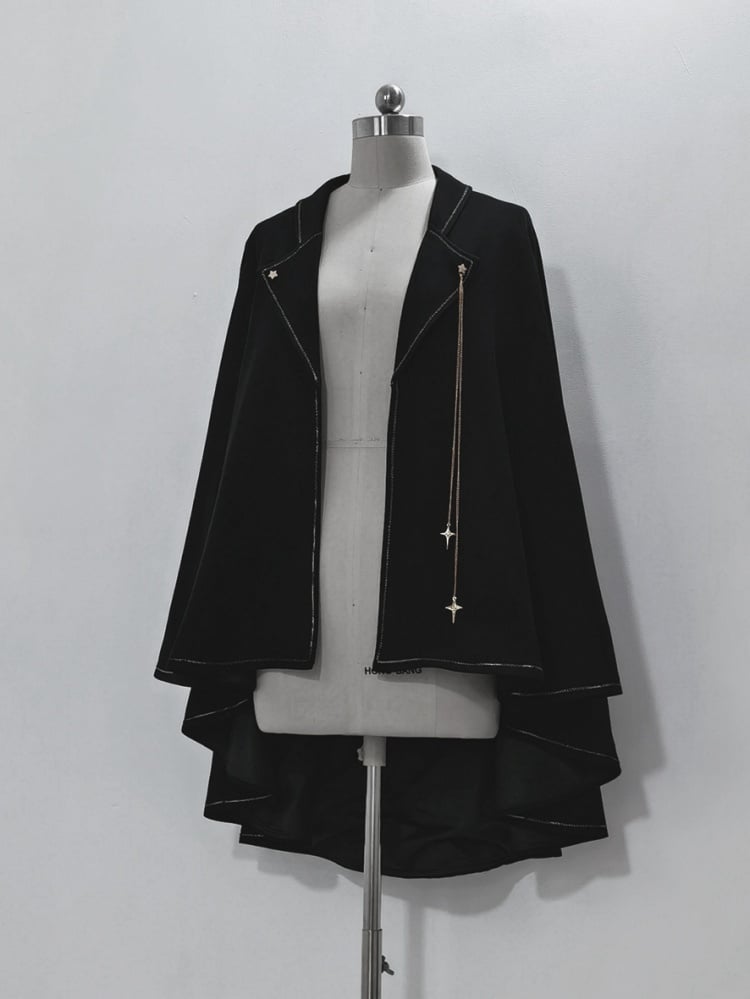 Schwarzer Ouji Lolita Fashion High-Low Saum-Umhang