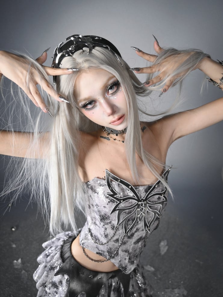 Y3K Futuristic Black Cyberpunk Metal Chain KC Fashion