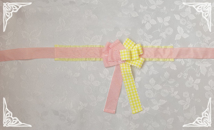 Pattern Choker Plaid Bowknot and Stripes