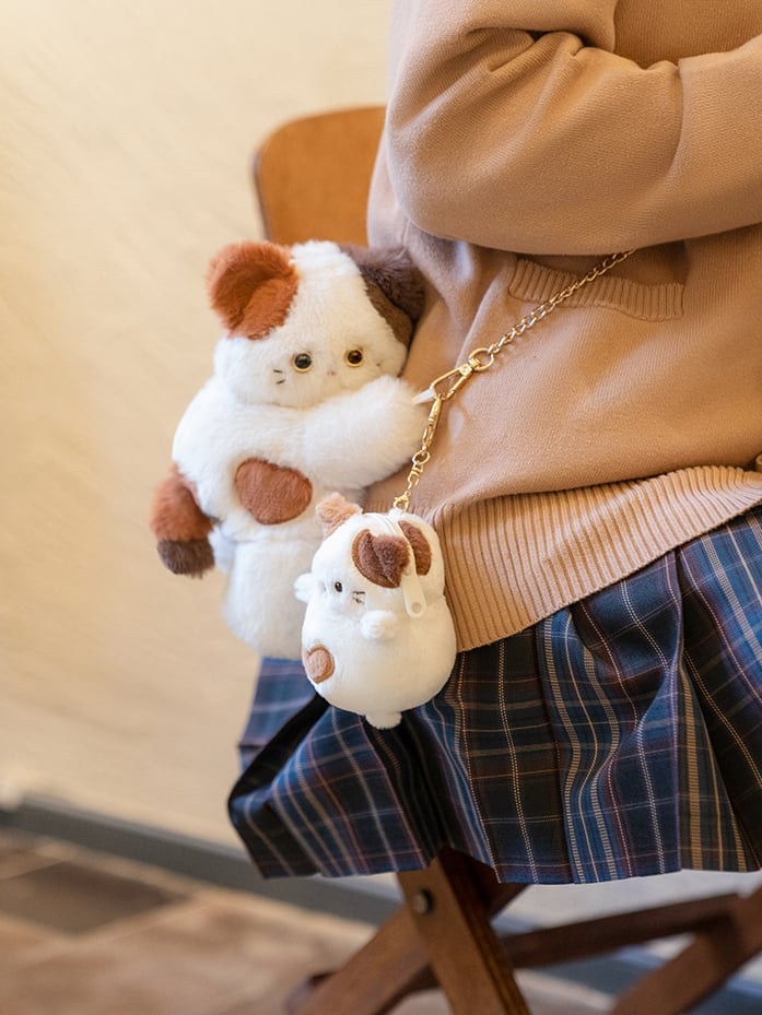 Small/Middle/Large Backpack/Crossbody Options Bag Cute 3 Keychian Heart Size White Kitty + Plush