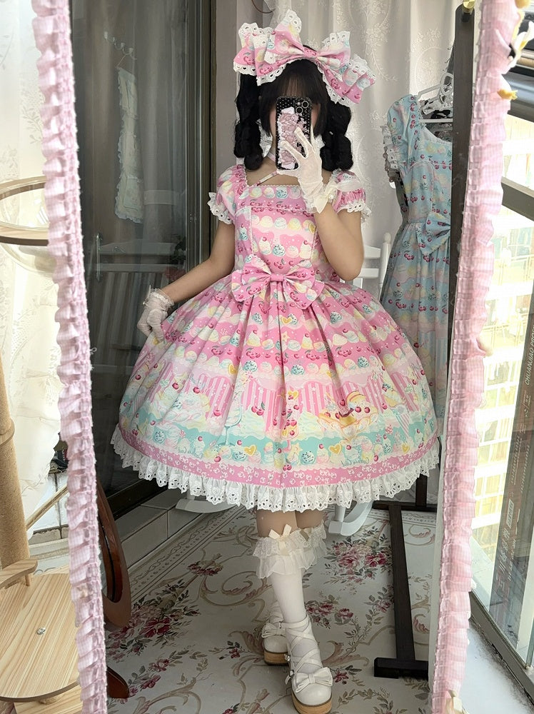Cherry and Ice Cream Pink Summer Sweet Lolita Dress