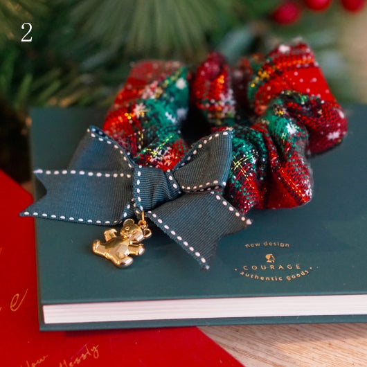2 Weihnachtsoptionen Bär Scrunchie Rot Charm Vibes Grün Und