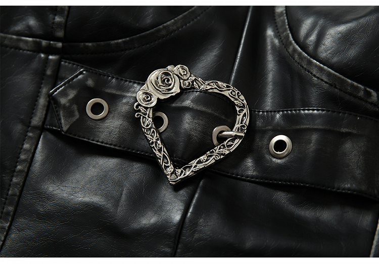 Black Bustier Top with Heart-Shaped Buckle