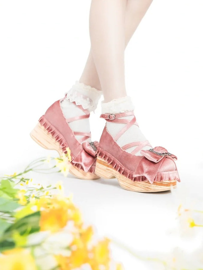 Design Sweet Round Crisscross Platform Pink - Mary Janes Toe