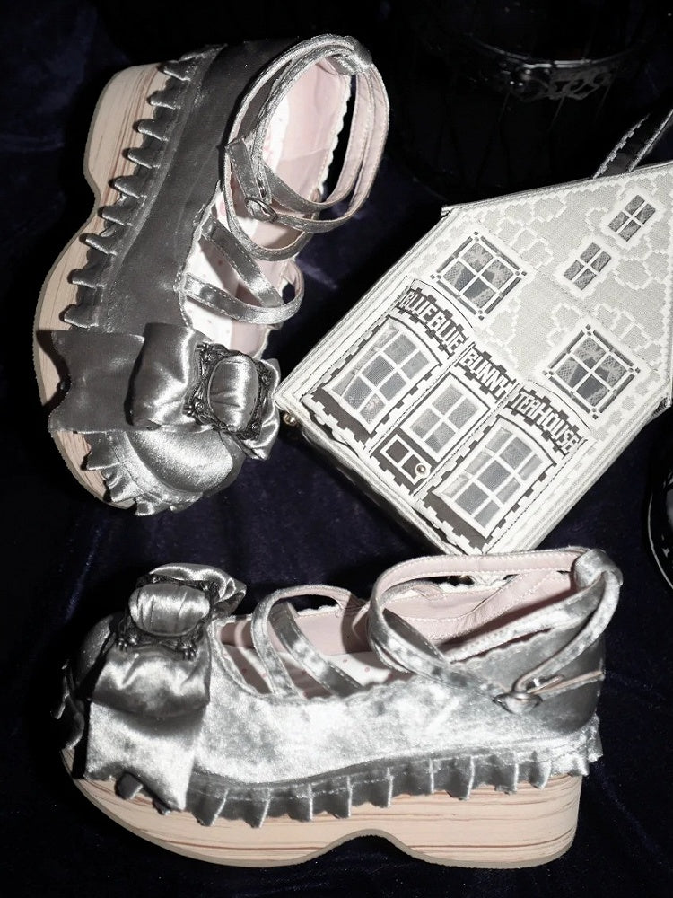 Platforms Lolita PU - Crisscross Silver Sweet Design