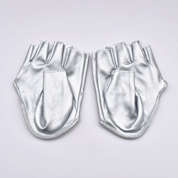 Cyberpunk Silberne futuristische Halbfingerhandschuhe