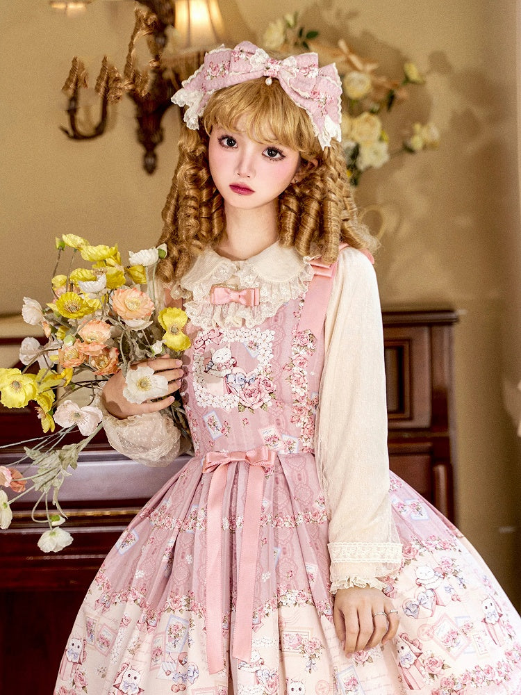 Blumendruck Rosa / Grün Bowknot KC