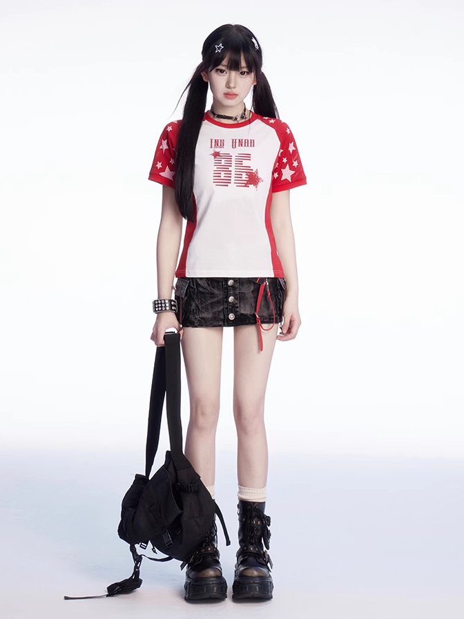 Rise Silver-tone Buttons Distressed Design Black Low Mini Denim Skirt