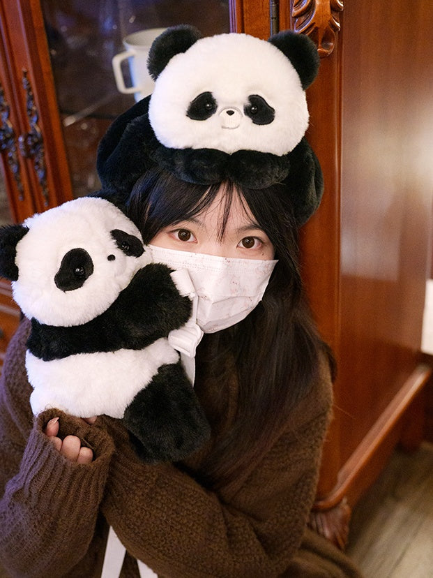 Schwarz-weißer süßer Panda-Plüschhut