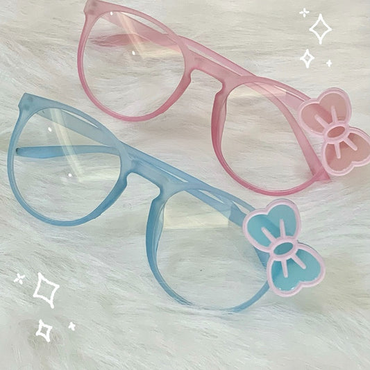 Yume Kawaii Brille mit Schleife in Blau/Rosa