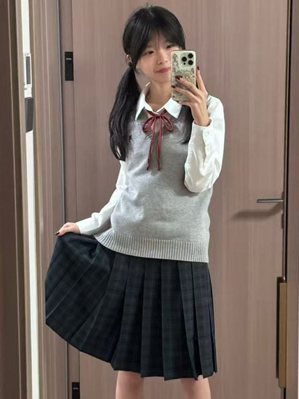 Länge 42CM/45CM/55CM/65CM Plaid Uniform Plissee Rock JK Grün Muster
