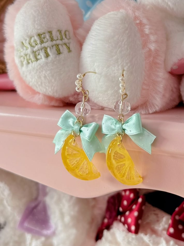 Lemon Bowknot Ear Color Decorated Options 3 Polka-dot Clips Pattern