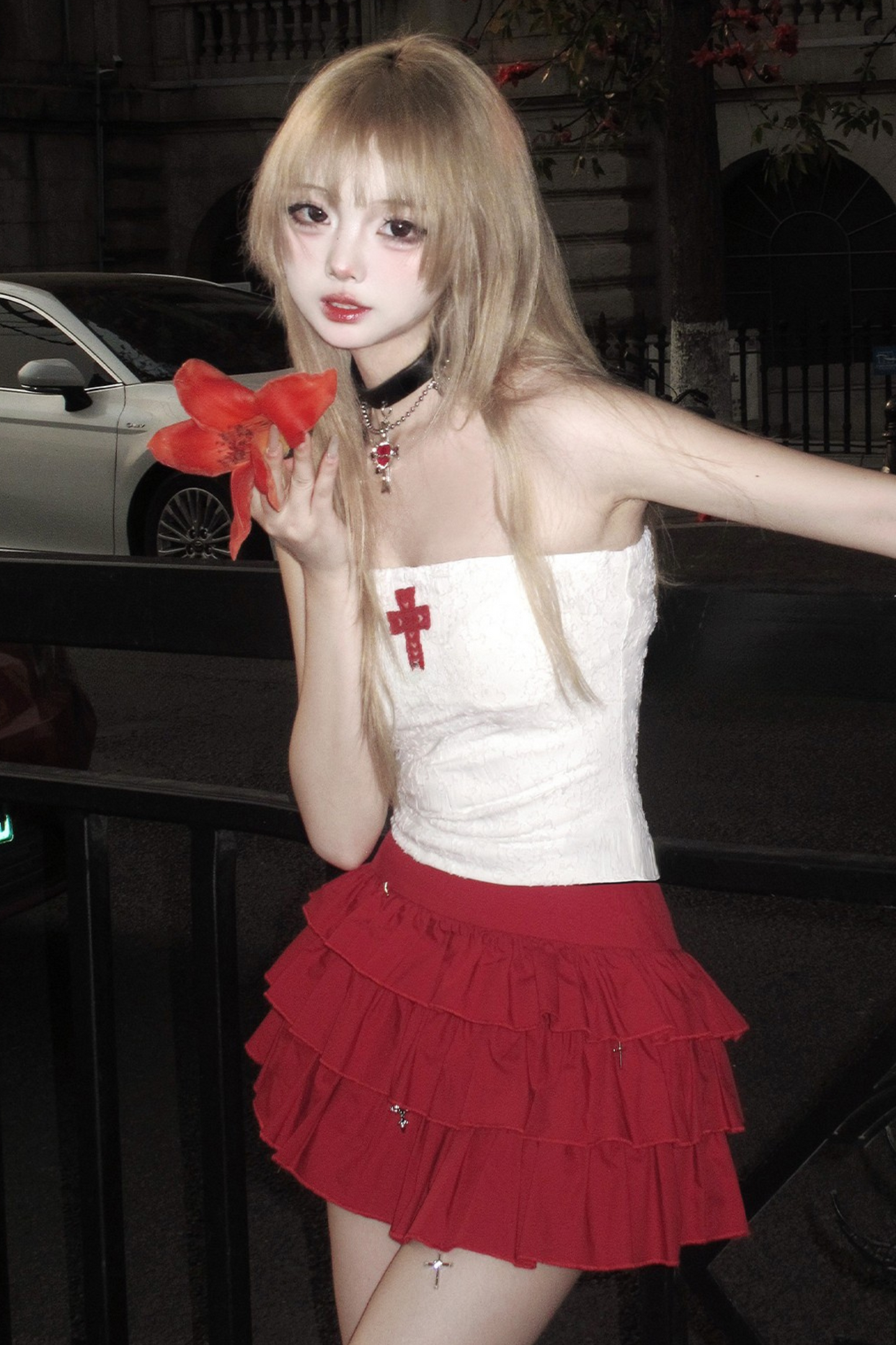 Mode cross hooded cake hoodie skirt cool tube top +