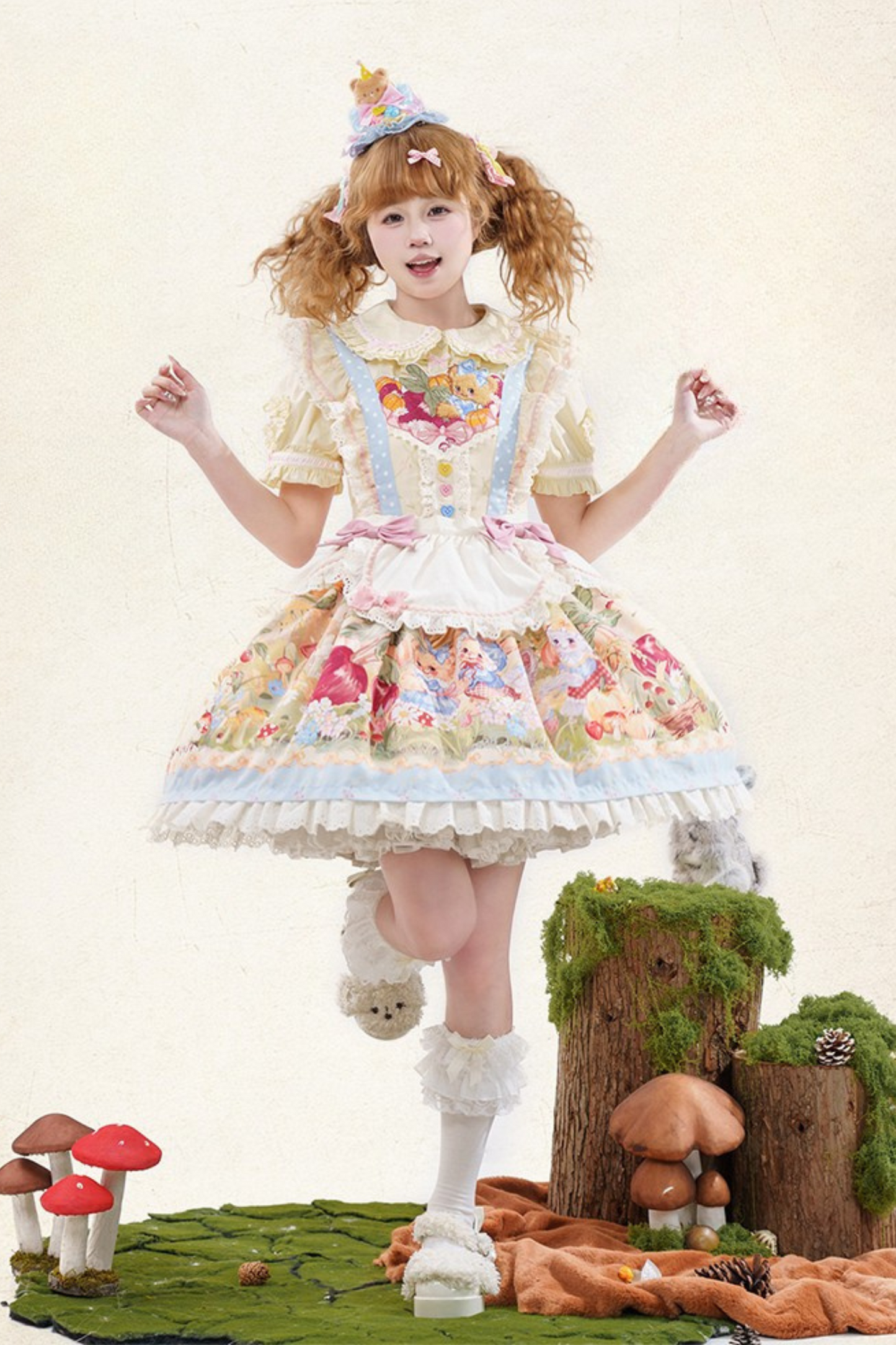 Apron + Reservations Suspender Print Dress Layered Carrot