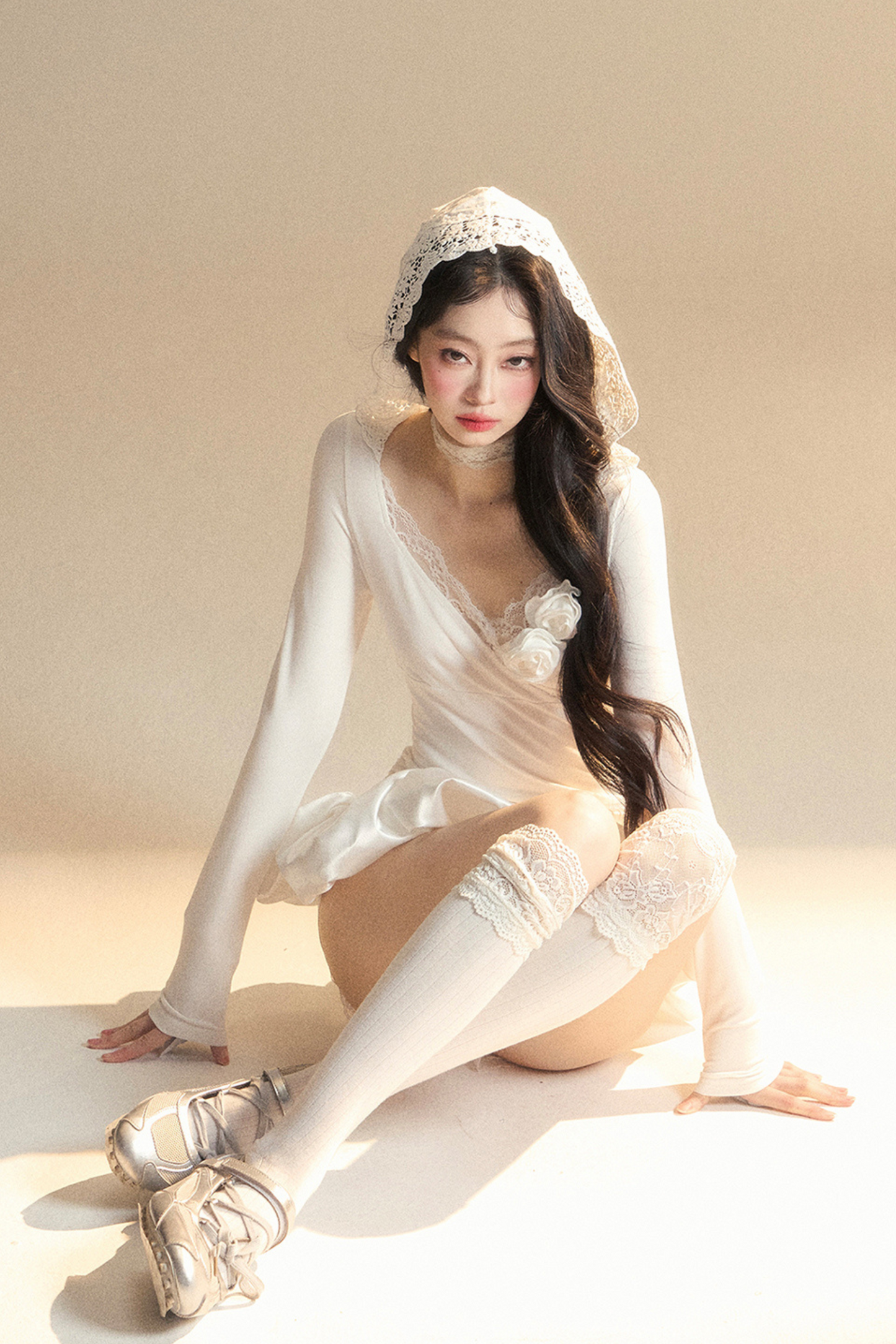 Balloon Short Lace Dress Hooded Ballet Core
