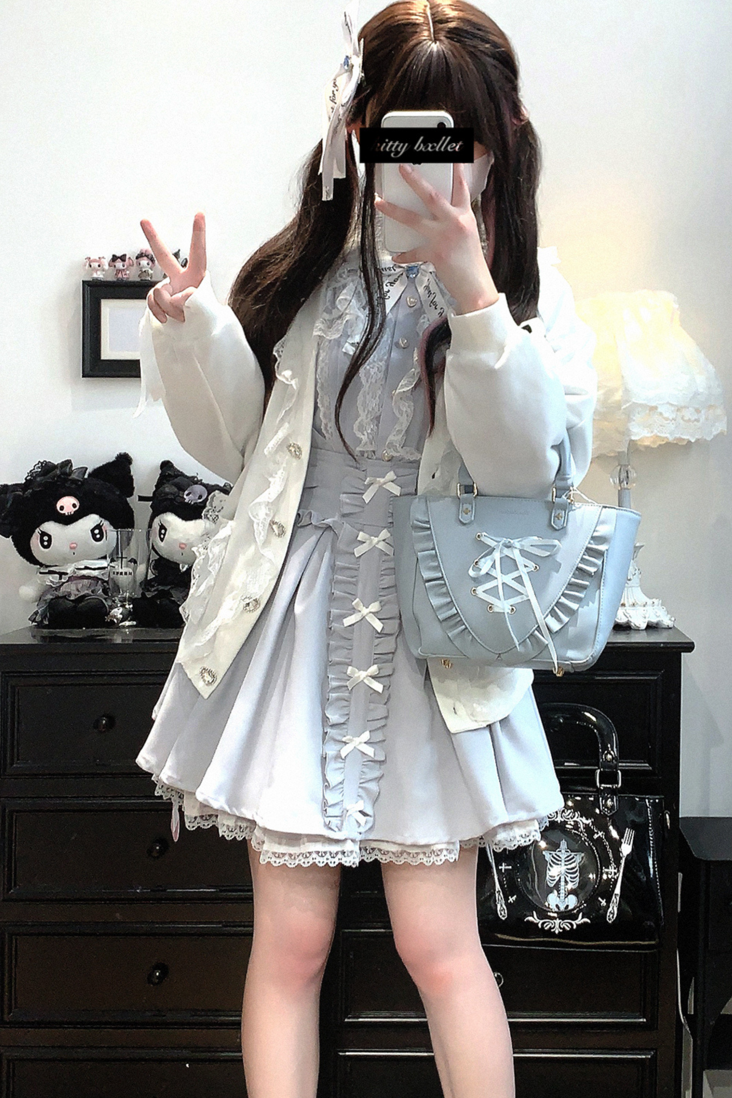 Cardigan Lace Ribbon Bow Loose