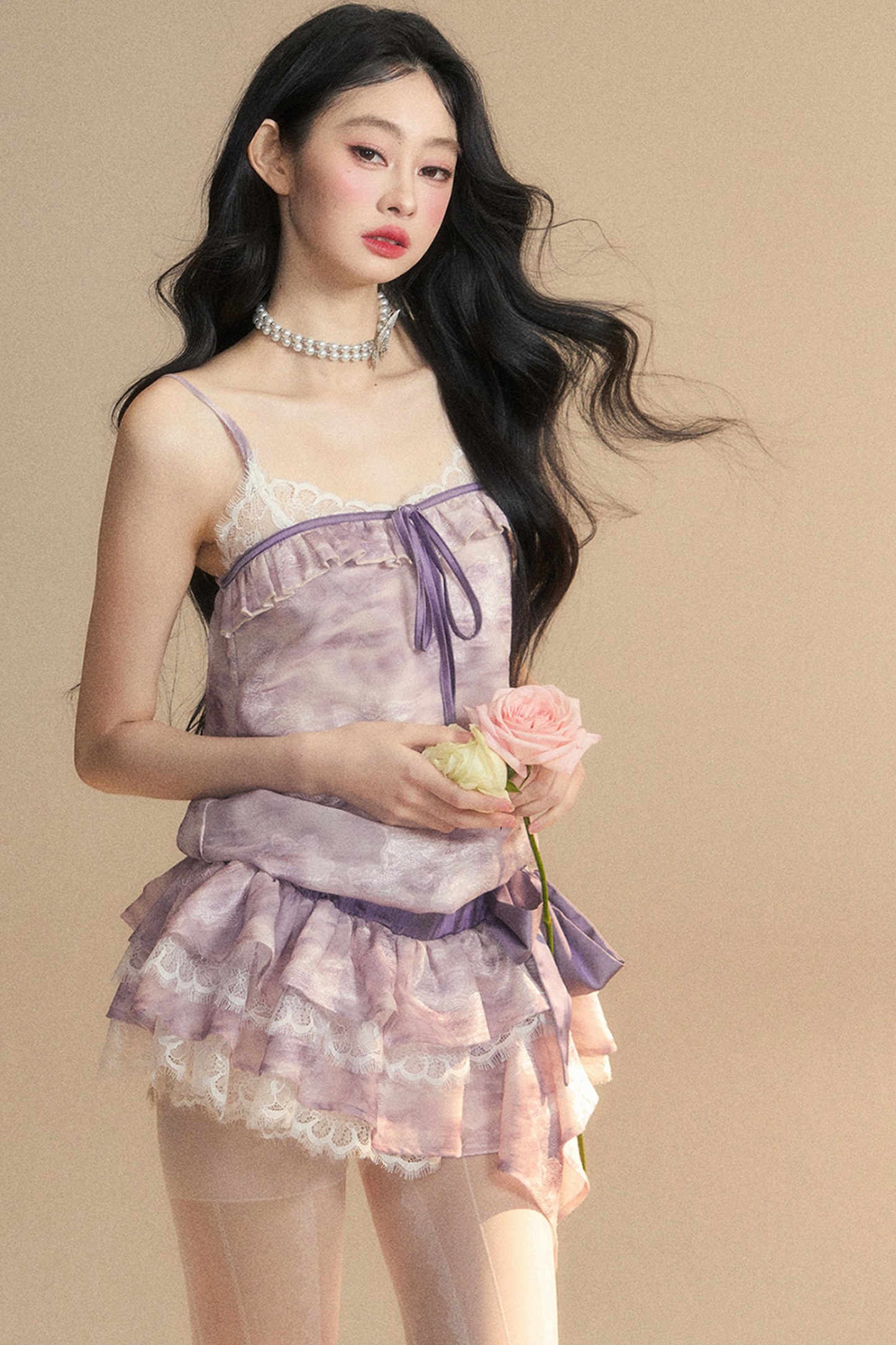 Purple French Breeze Halter Dress