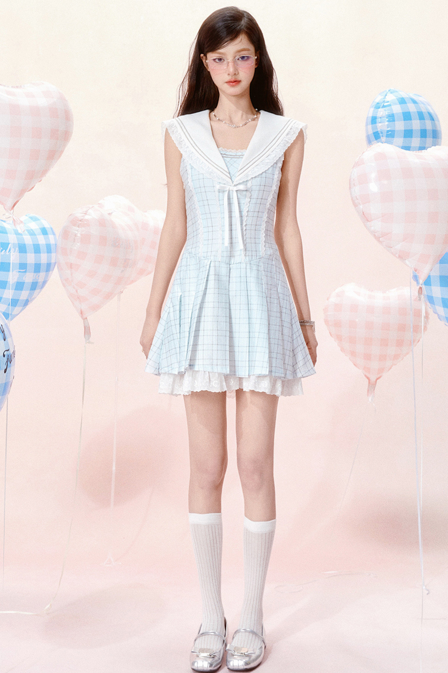 Nautical Dress Sleeveless Chic Check