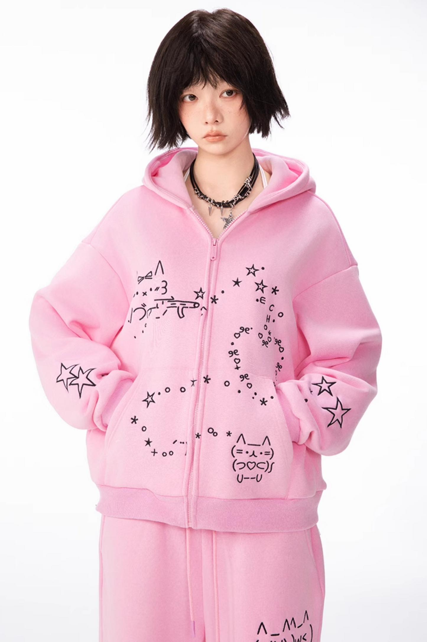 Computer Leg + Straight Hooded Sweatpants Boa Hoodie
