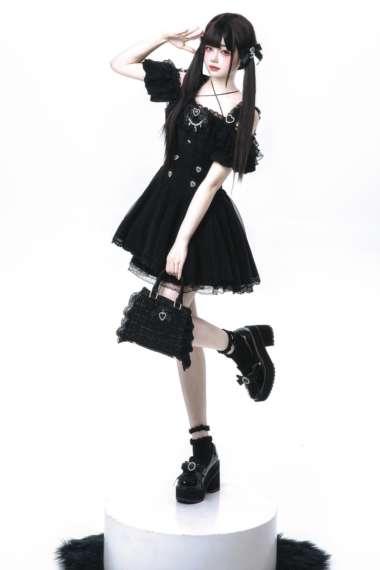 Off-the-shoulder Mine Flared + Skirt Ribbon Reservations Top