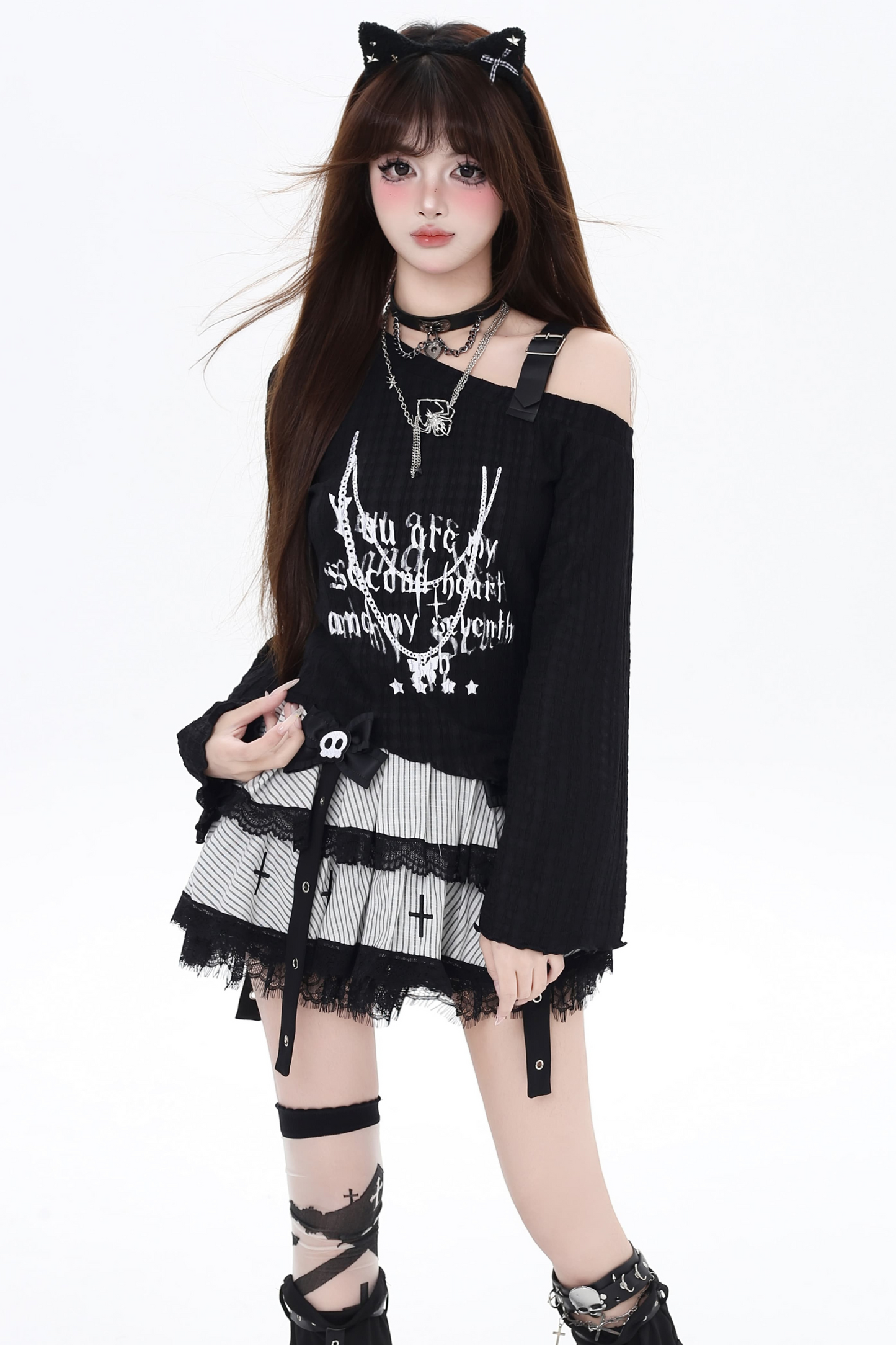 One Top Leather Subculture Sheer Shoulder