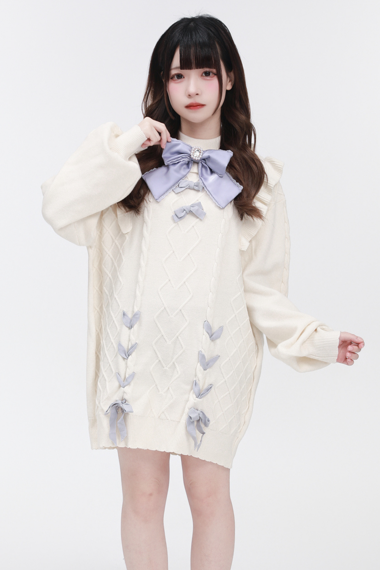 Neck Flying Dress High Sleeve Sweater