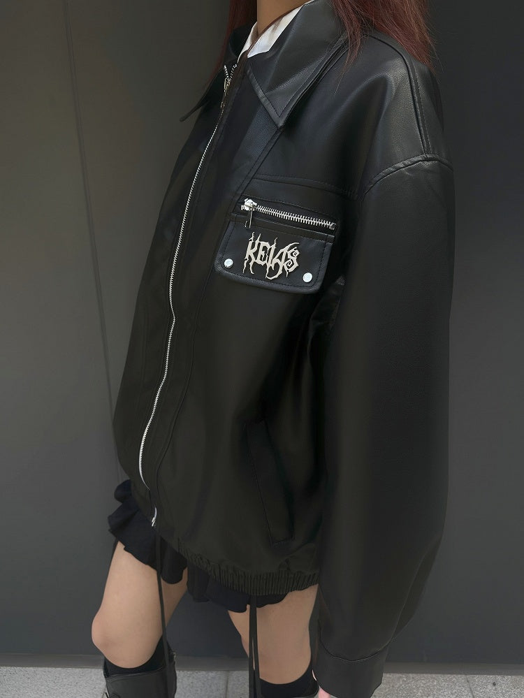 Punk Black Metal Letters verzierte Motorradjacke
