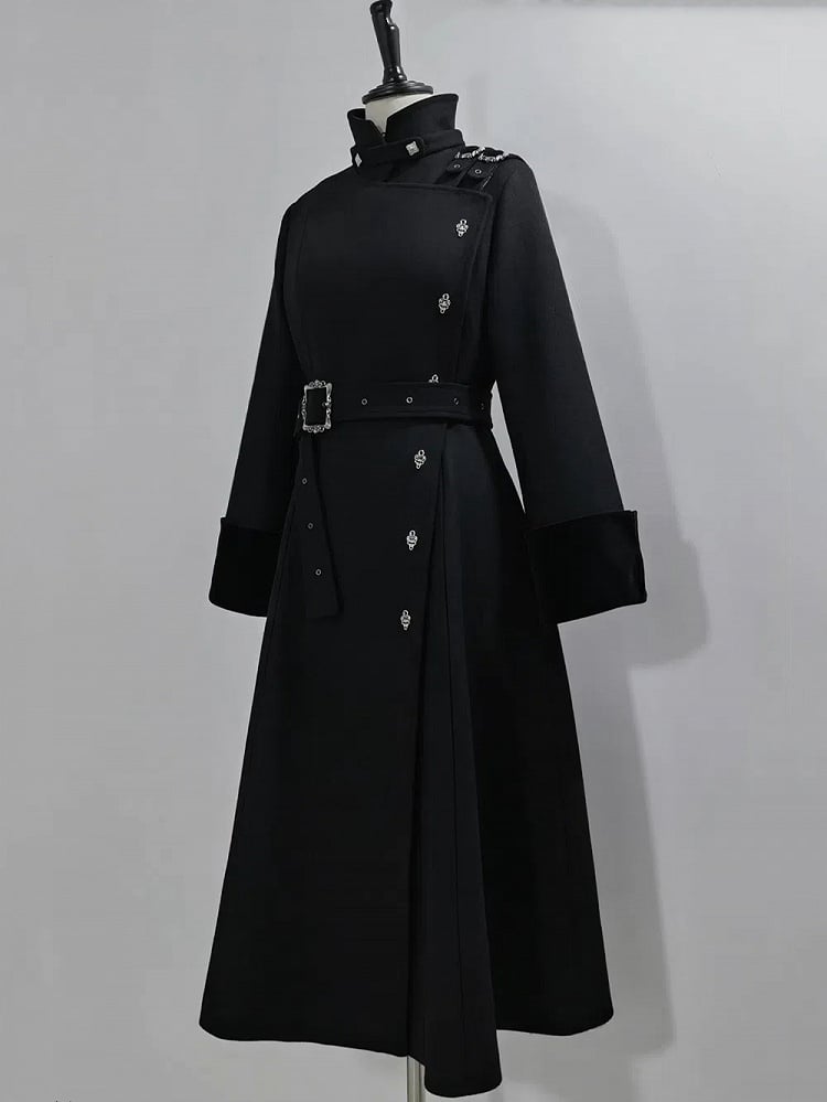 黒王子ロリータスタンドカラーハイネックウールコート