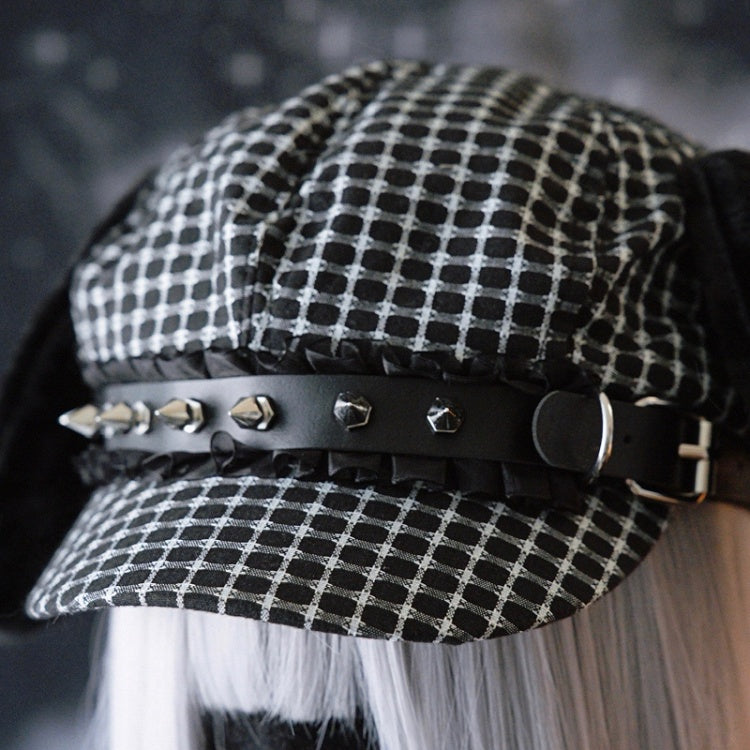 Hut Ohrstecker Schwarze Schnalle Plüsch Verziert Gothic Design Baskenmütze Ohr Welpe