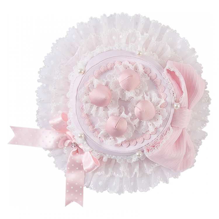 Rosa/Weißer Erdbeerkuchen-Minihut