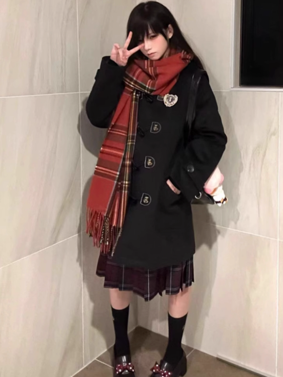Musterrock 55CM Plissee Rot Uniform JK Plaid