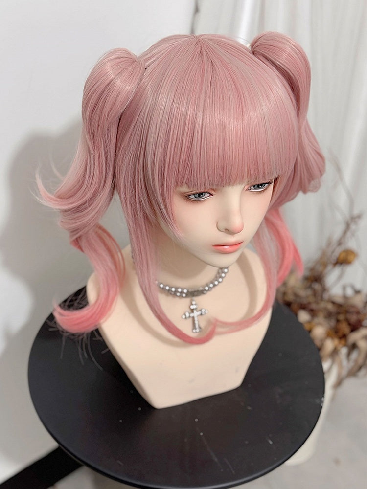 Bangs Clips Claw Length Pink 30CM Wavy Wig 38CM Ponytail With + Air Double