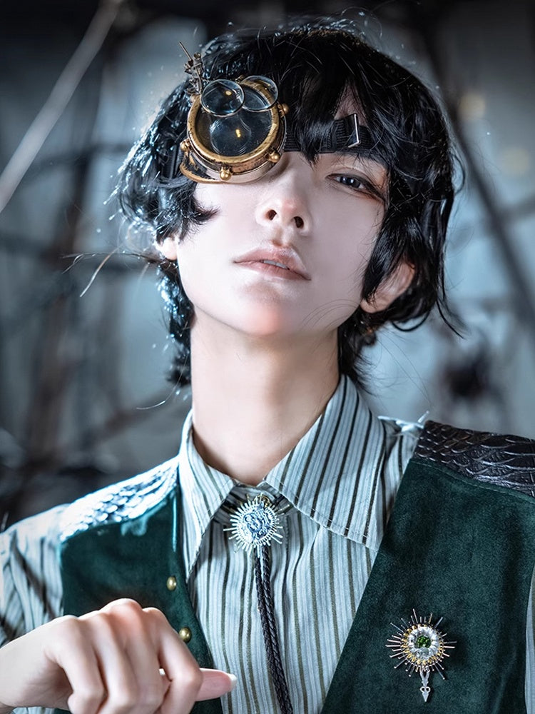 ヴィンテージ スチームパンク 調節可能 ゴーグルストラップ付き ブロンズ ブラック レトロ