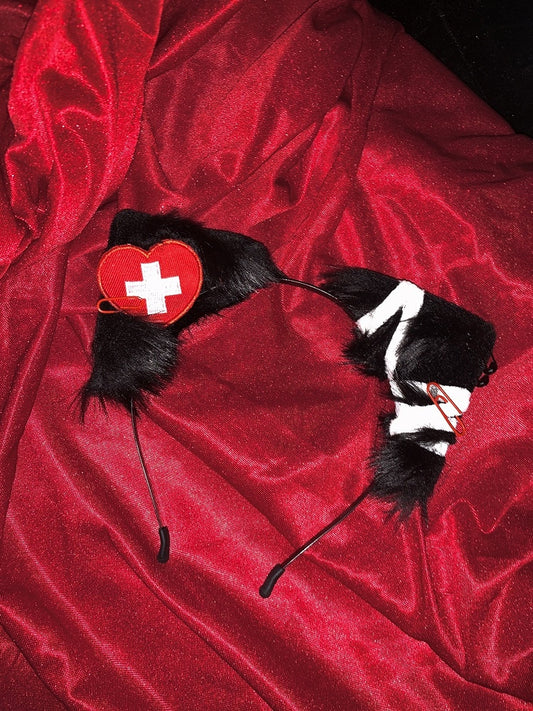 黒闇かわいい猫耳ハートクロスKC