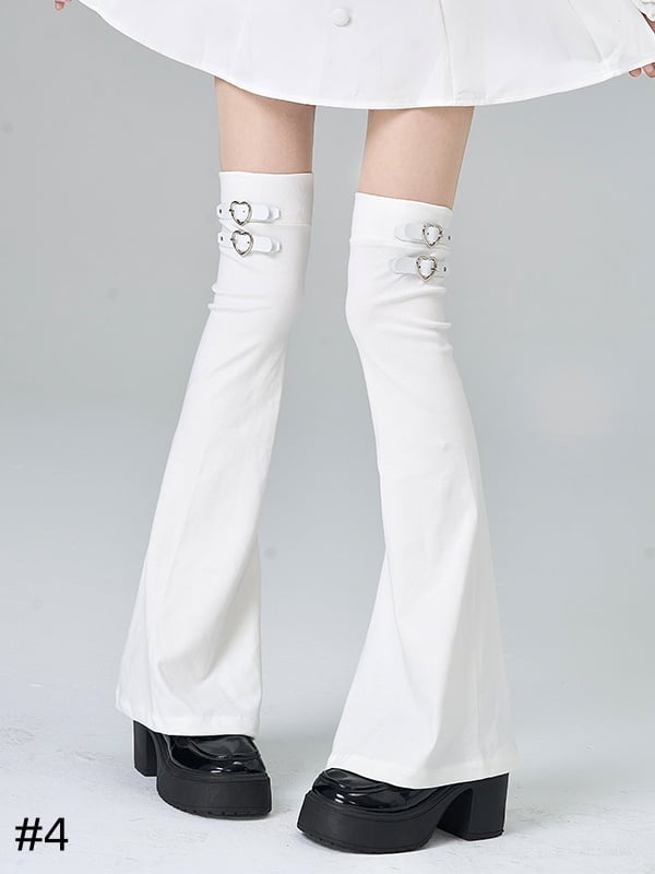 Jirai Kei Punk-Overknee-Beinstulpen mit Herzschnalle