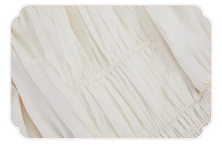 Neckline Ruffle Off-the-shoulder Blouse Apricot