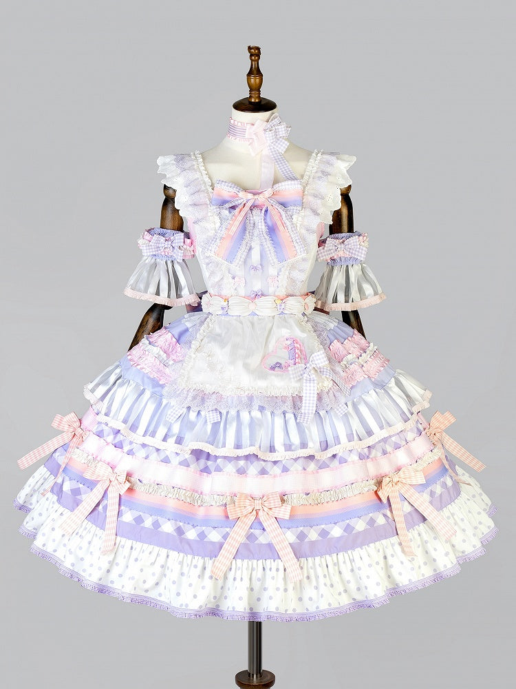 Taro Skirt Sweet Paste Accents JSK Lolita Purple Tiered Cake Bow Set Full
